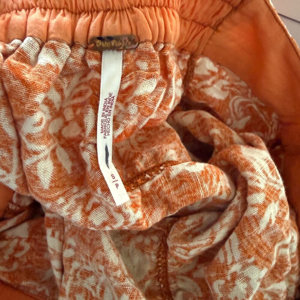 Free People Dusk 'Til Dawn Parachute Linen Pants Small Floral Cargo Relaxed Boho - Picture 4 of 7